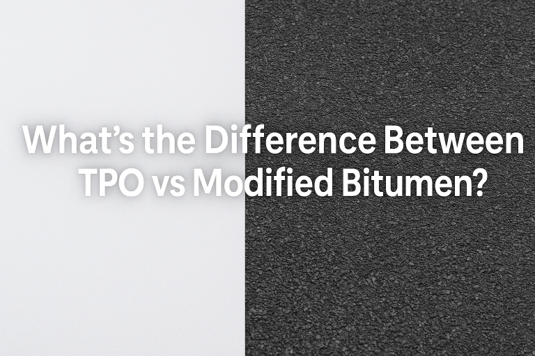 Two different roofs showing the difference between TPO vs modified bitumen