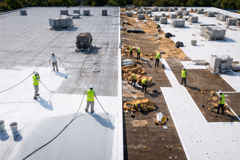 A commercial roof coating vs replacement